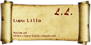 Lupu Lilla névjegykártya